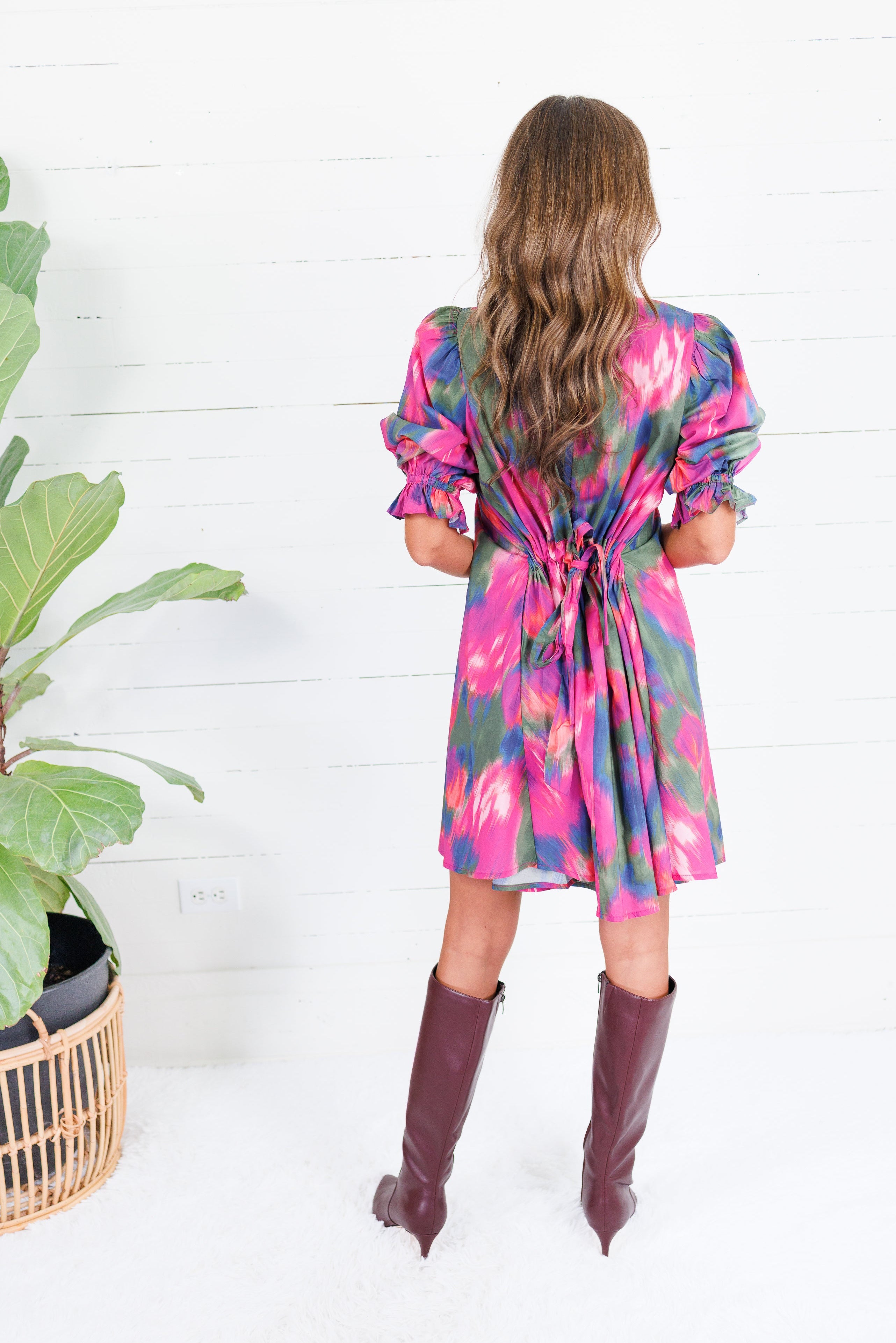 Virginia Magenta Draw Back Dress Entro