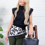 Waldorf Black High Neck Fine Knit Top Glam