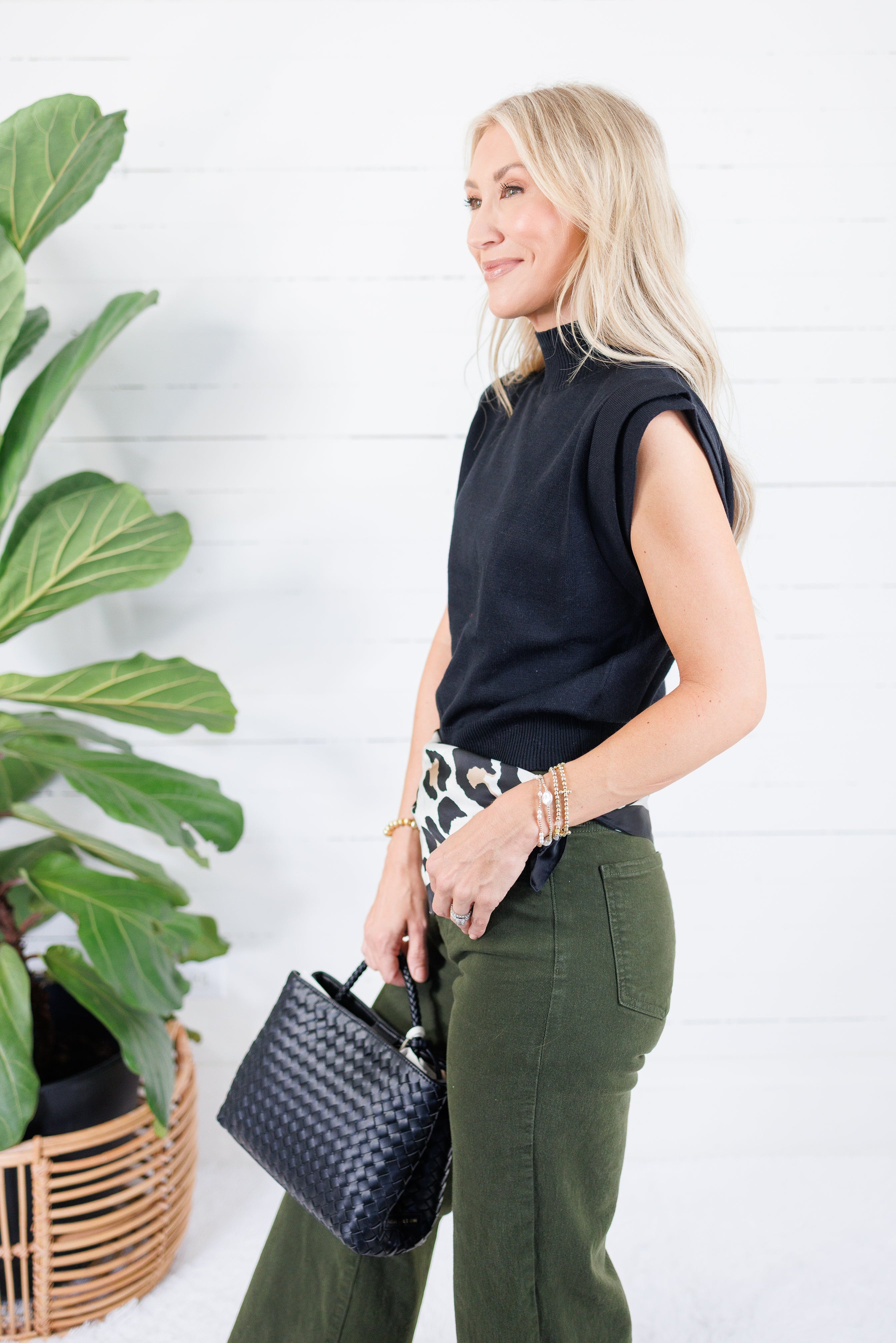 Waldorf Black High Neck Fine Knit Top Glam
