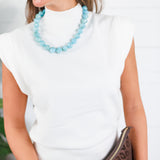 Waldorf Ivory High Neck Fine Knit Top Glam