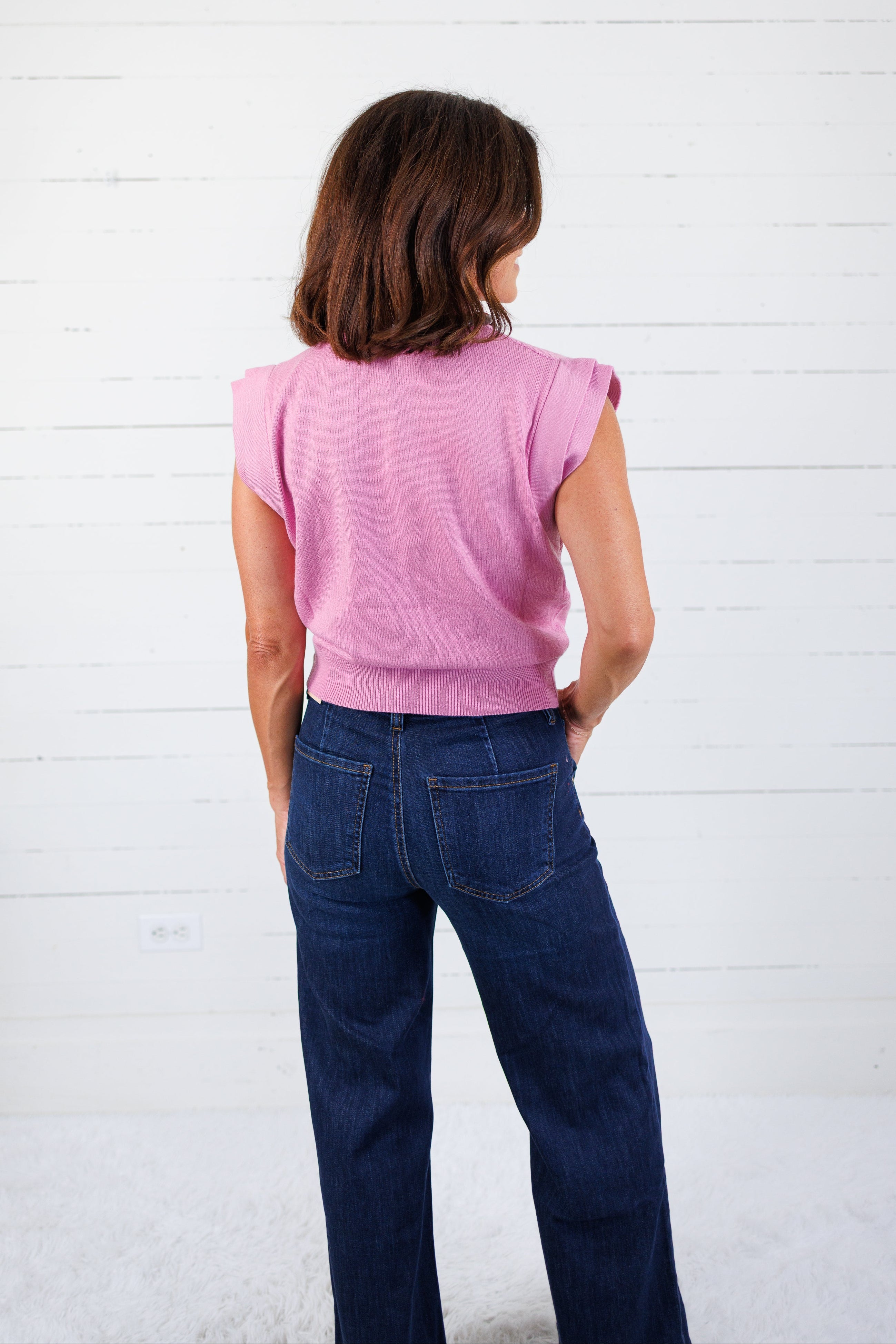 Waldorf Pink High Neck Fine Knit Top Glam