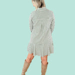 Wanda_Hunter_Green_Ivory_Stripe_Mini_Dress