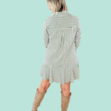 Wanda_Hunter_Green_Ivory_Stripe_Mini_Dress