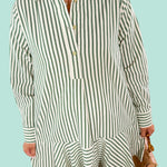 Wanda_Hunter_Green_Ivory_Stripe_Mini_Dress