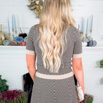 Warren Black + Tan Chevron Knit Top Lucy Paris