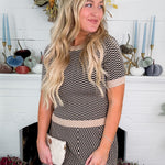 Warren Black + Tan Chevron Knit Top Lucy Paris