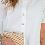 Watkins White + Plaid Button Top Compania Fantastica