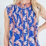 Watson Blue + Orange Tiger Button Dress THML