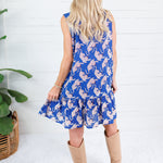 Watson Blue + Orange Tiger Button Dress THML