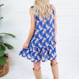 Watson Blue + Orange Tiger Button Dress THML
