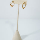 Wavy Wire Flower Gold Hoop Earrings