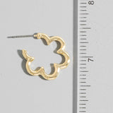 Wavy Wire Flower Gold Hoop Earrings