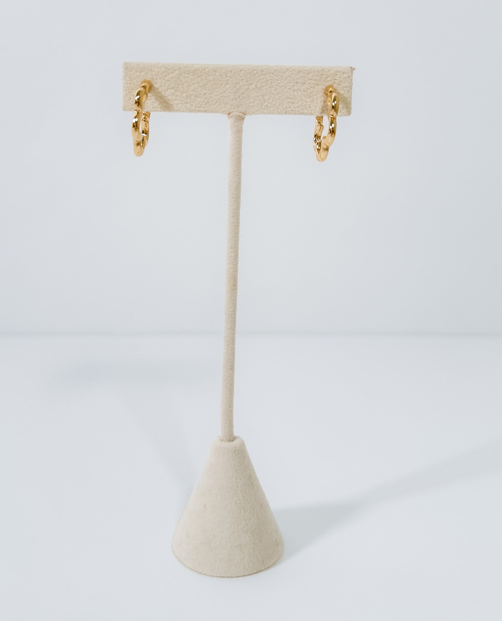 Wavy Wire Flower Gold Hoop Earrings