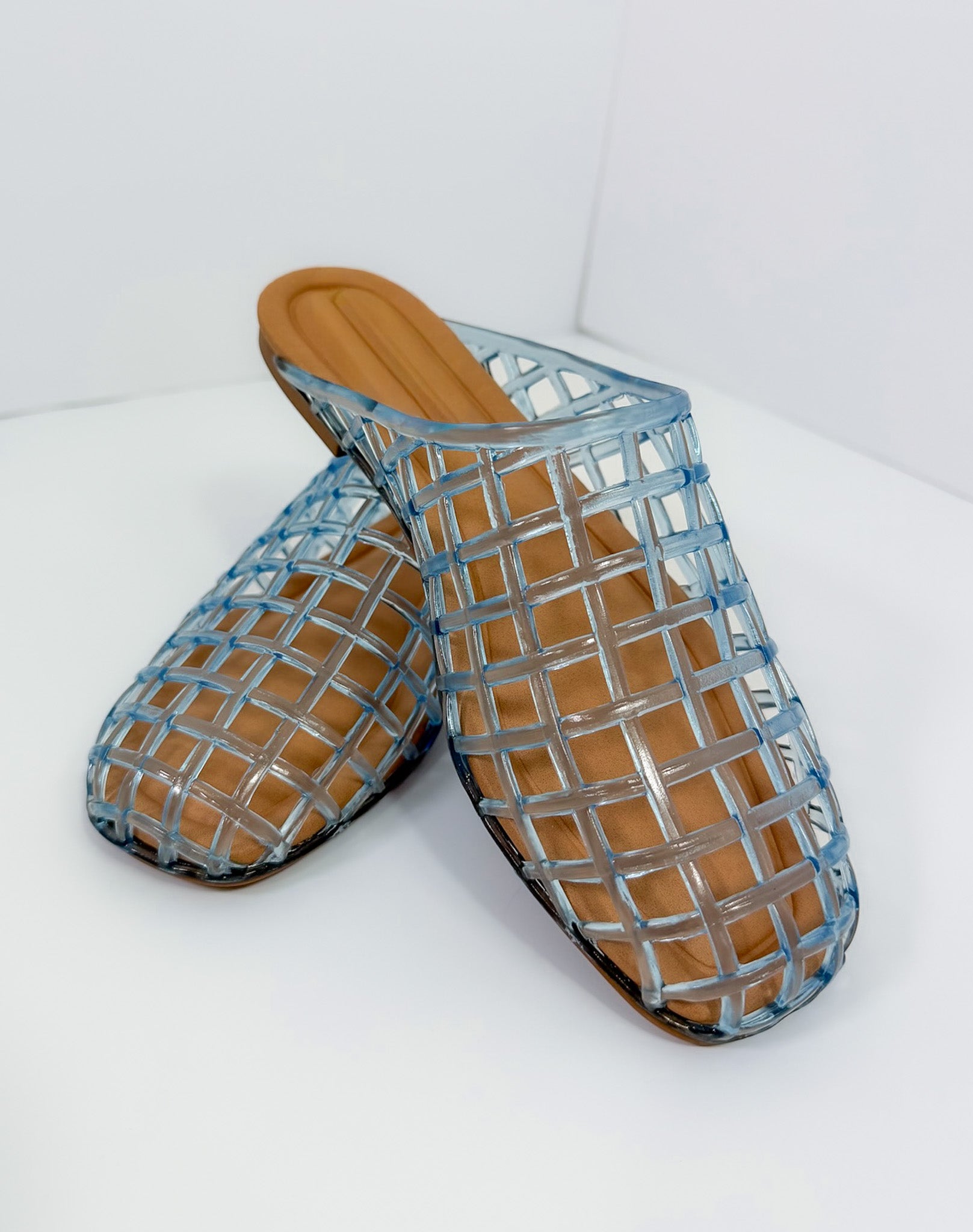 Wayne Pale Blue Lucite Slide Sandal