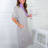 Weldon Lavender Seersucker Maxi Dress Entro