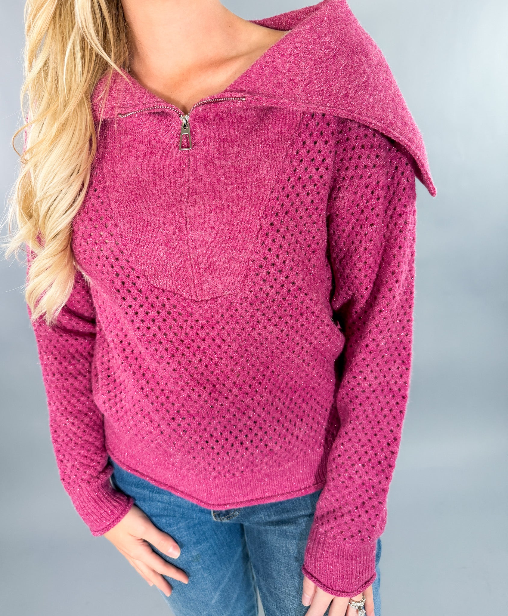 Wiley Pink Quarter Zip Sweater Molly Bracken