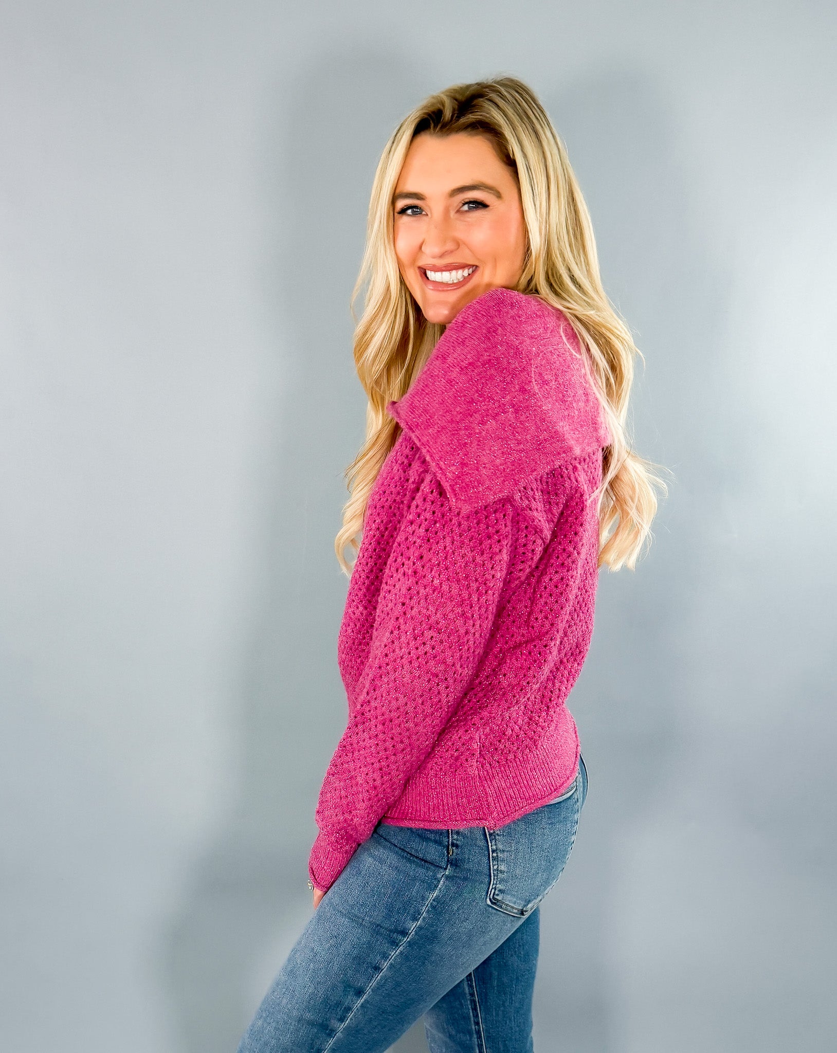 Wiley Pink Quarter Zip Sweater Molly Bracken