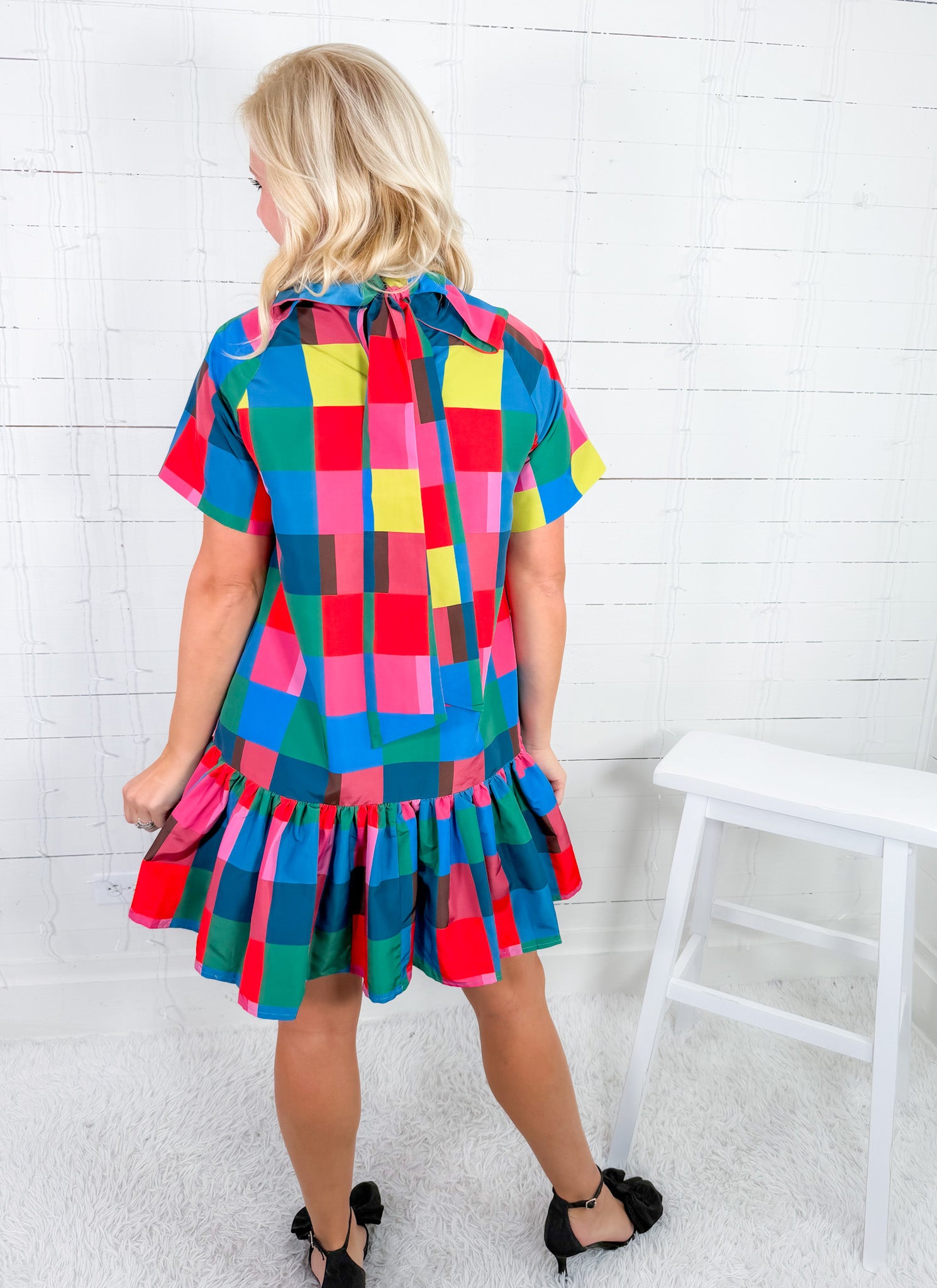 Willa Holiday Check Mini Dress Alden Adair