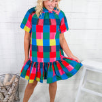 Willa Holiday Check Mini Dress Alden Adair