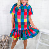 Willa Holiday Check Mini Dress Alden Adair