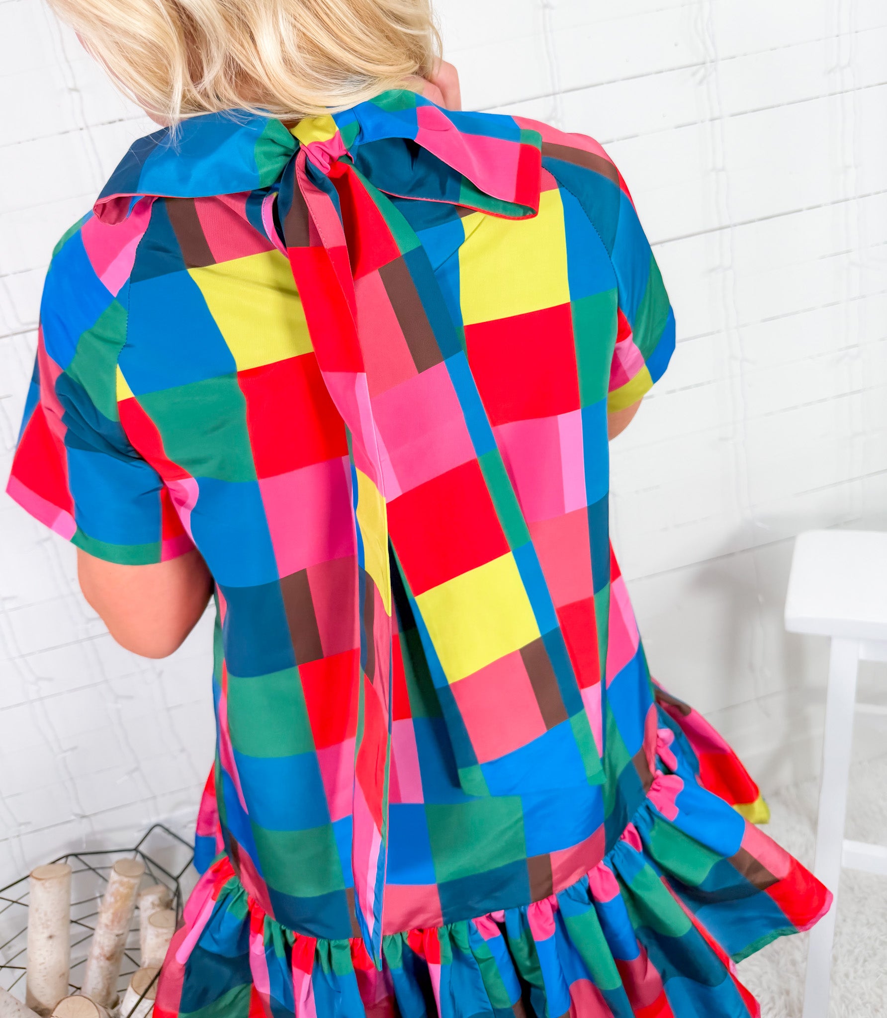 Willa Holiday Check Mini Dress Alden Adair