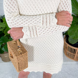 Wilma Cream Pointelle Sweater Mini Dress ABLE