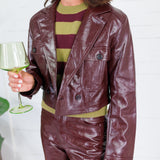 Wilma Wine Pleather Crop Jacket Lucy Paris