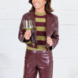Wilma Wine Pleather Crop Jacket Lucy Paris