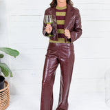 Wilma Wine Pleather Crop Jacket Lucy Paris