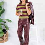 Wilma Wine Pleather Crop Jacket Lucy Paris
