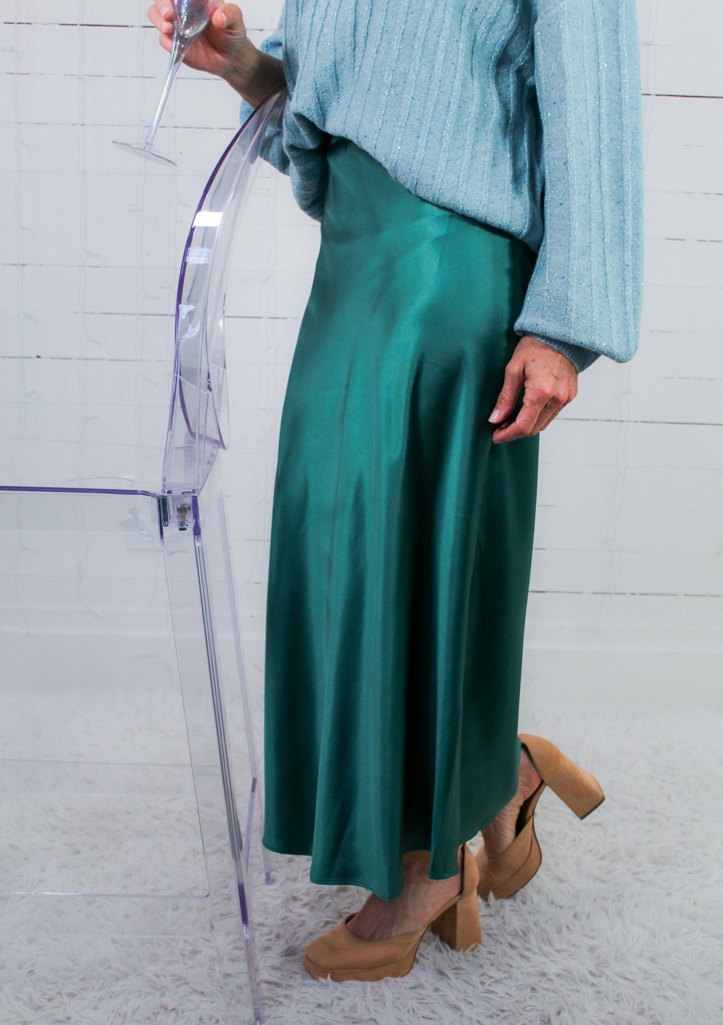 Wilson Moody Green Silky Slip Skirt Wishlist