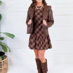 Wren Chocolate Pleather High Collar Jacket Kut