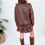 Wren Chocolate Pleather High Collar Jacket Kut