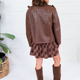 Wren Chocolate Pleather High Collar Jacket Kut