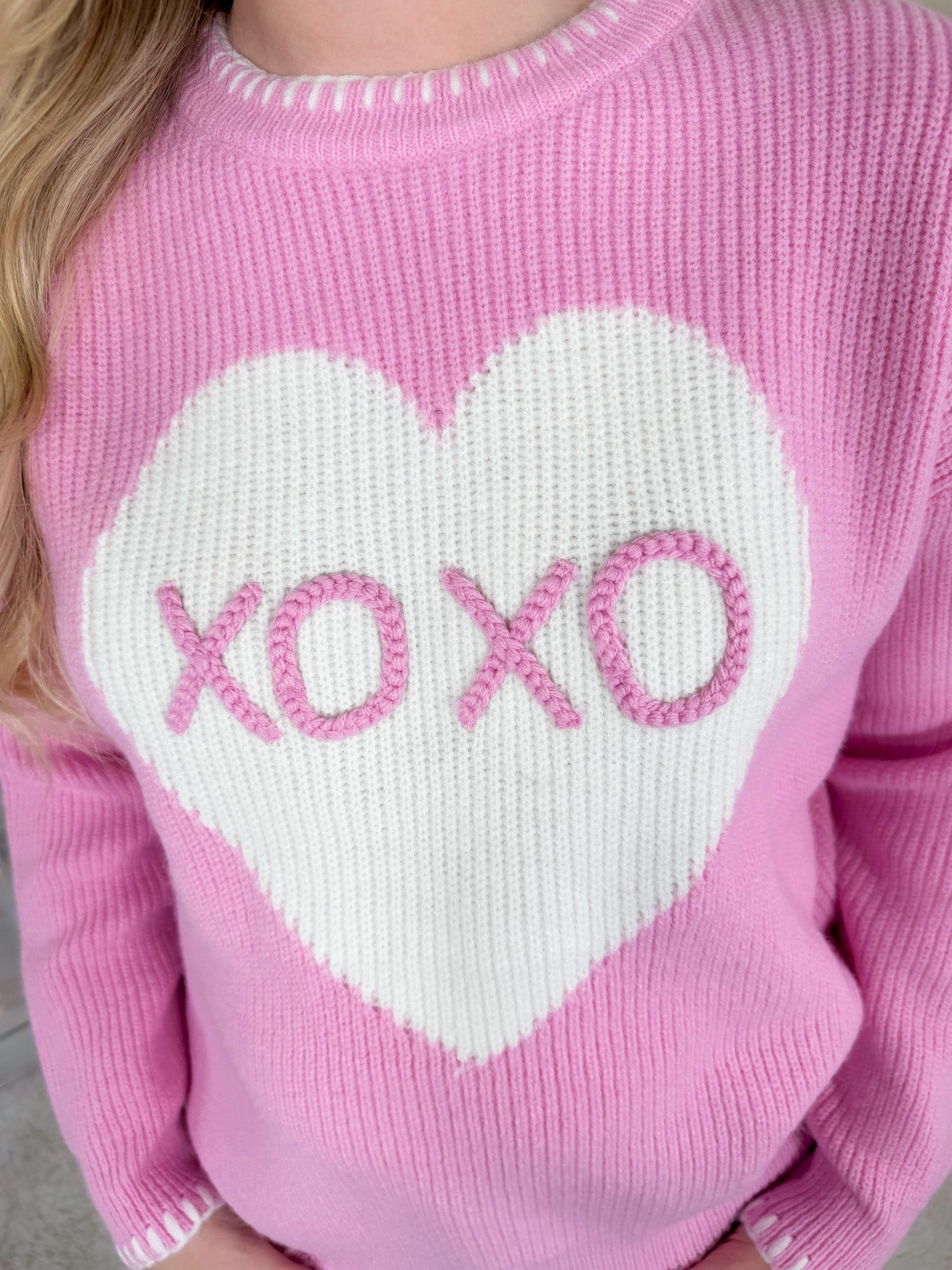 XOXO Pink Heart Sweater