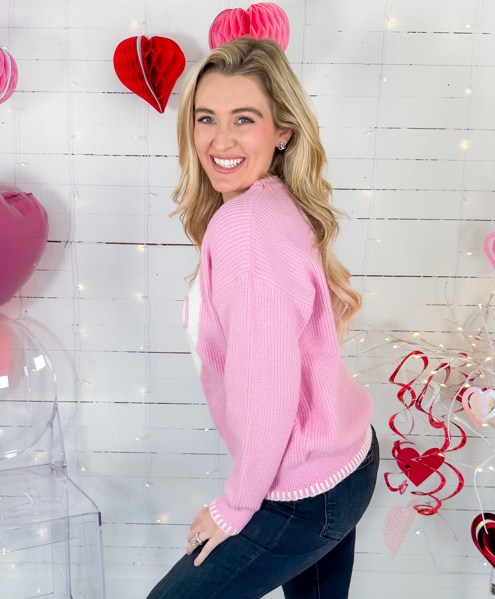 XOXO Pink Heart Sweater