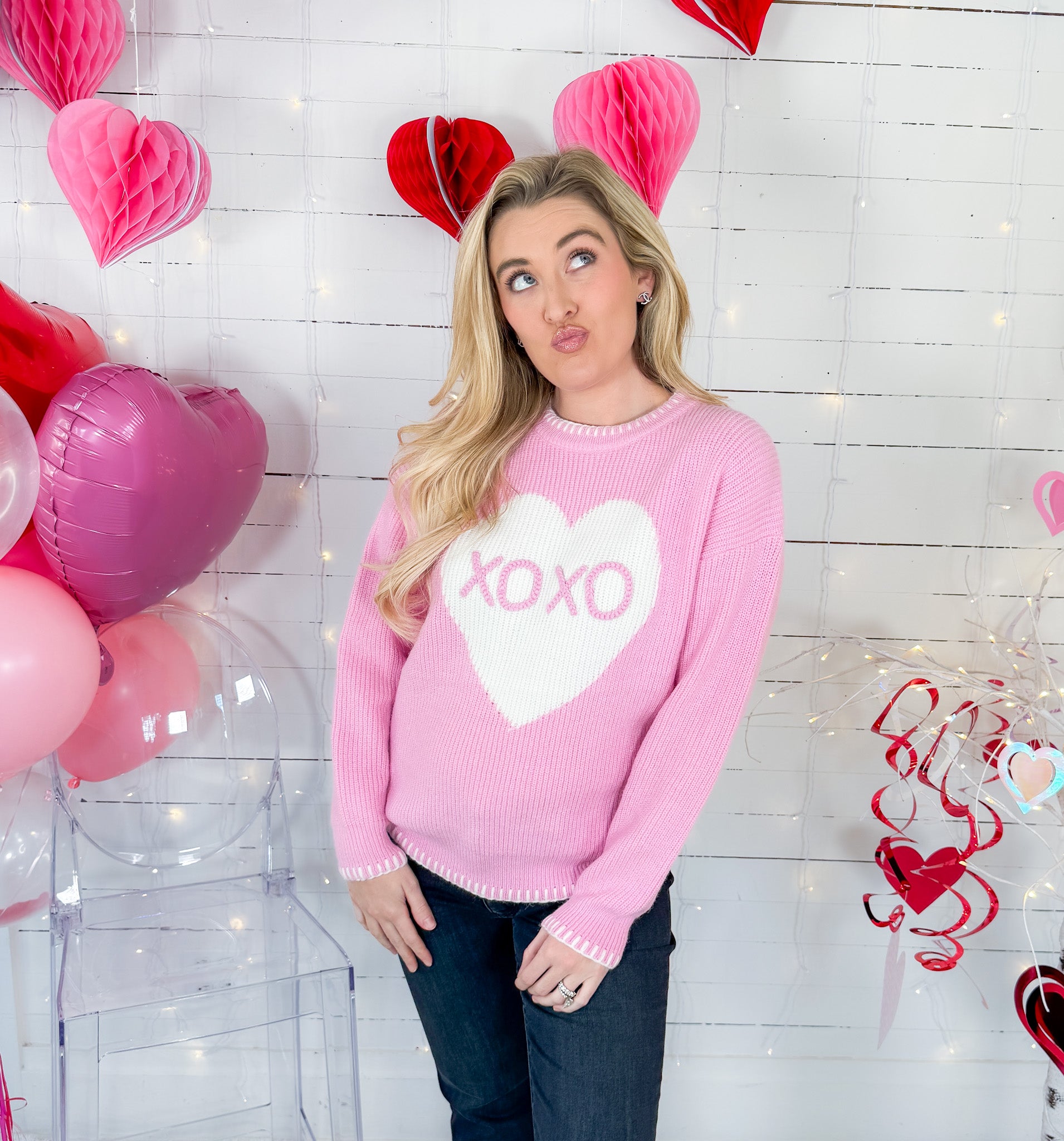 XOXO Pink Heart Sweater