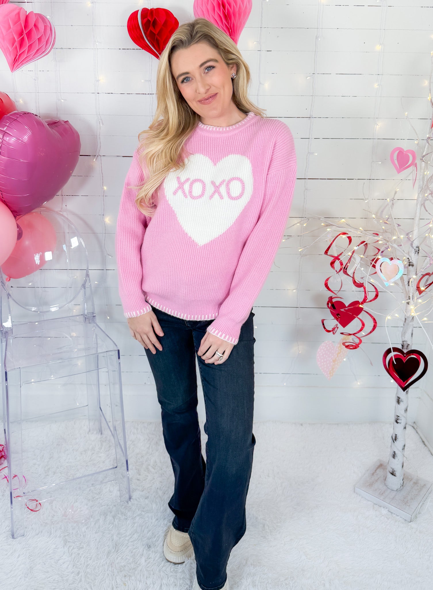 XOXO Pink Heart Sweater