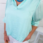 Xavier Fair Aqua Hi-Lo Bubble Hem Top Naked Zebra 