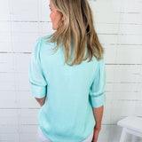 Xavier Fair Aqua Hi-Lo Bubble Hem Top Naked Zebra 