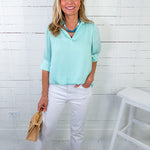 Xavier Fair Aqua Hi-Lo Bubble Hem Top Naked Zebra 