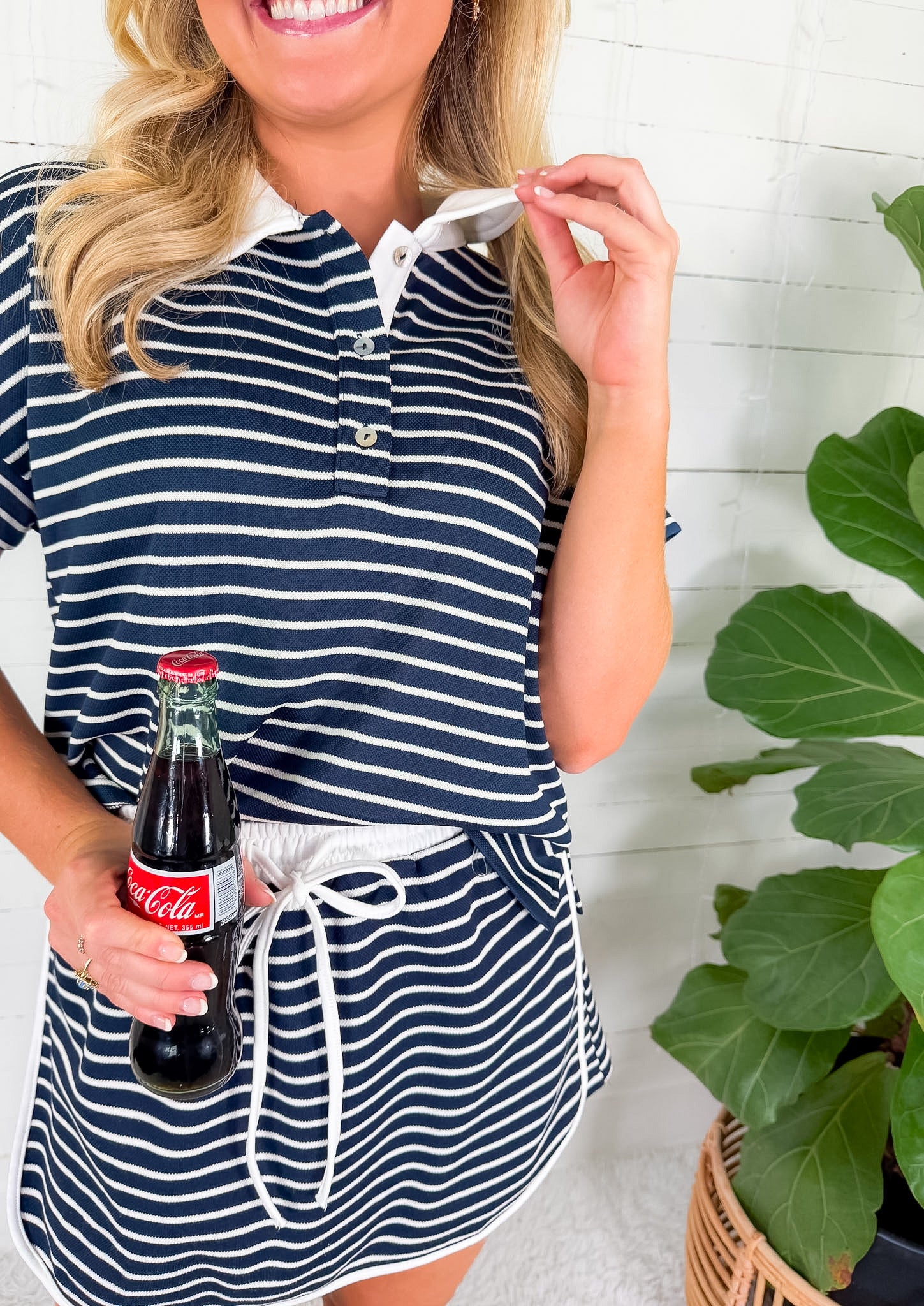 Yale Navy Stripe Button Top Entro