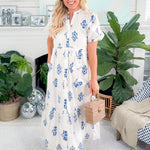 Yila Beth Floral Button Front Maxi Dress