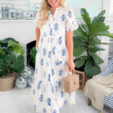 Yila Beth Floral Button Front Maxi Dress