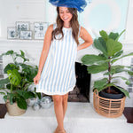 York Bonnet Blue Stripe Scallop Shift Dress Prosperina