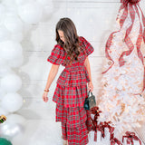 Youngs Red Plaid Tiered Dress