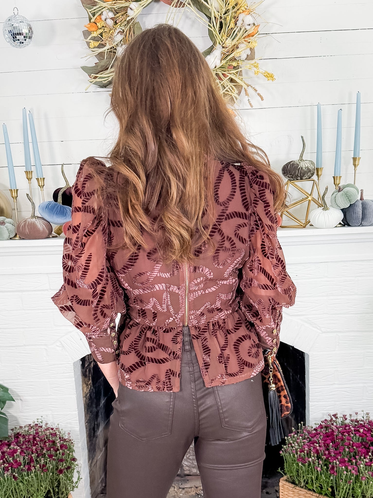 Zoe Brown Rope Velvet Burnout Top Emily Mccarthy