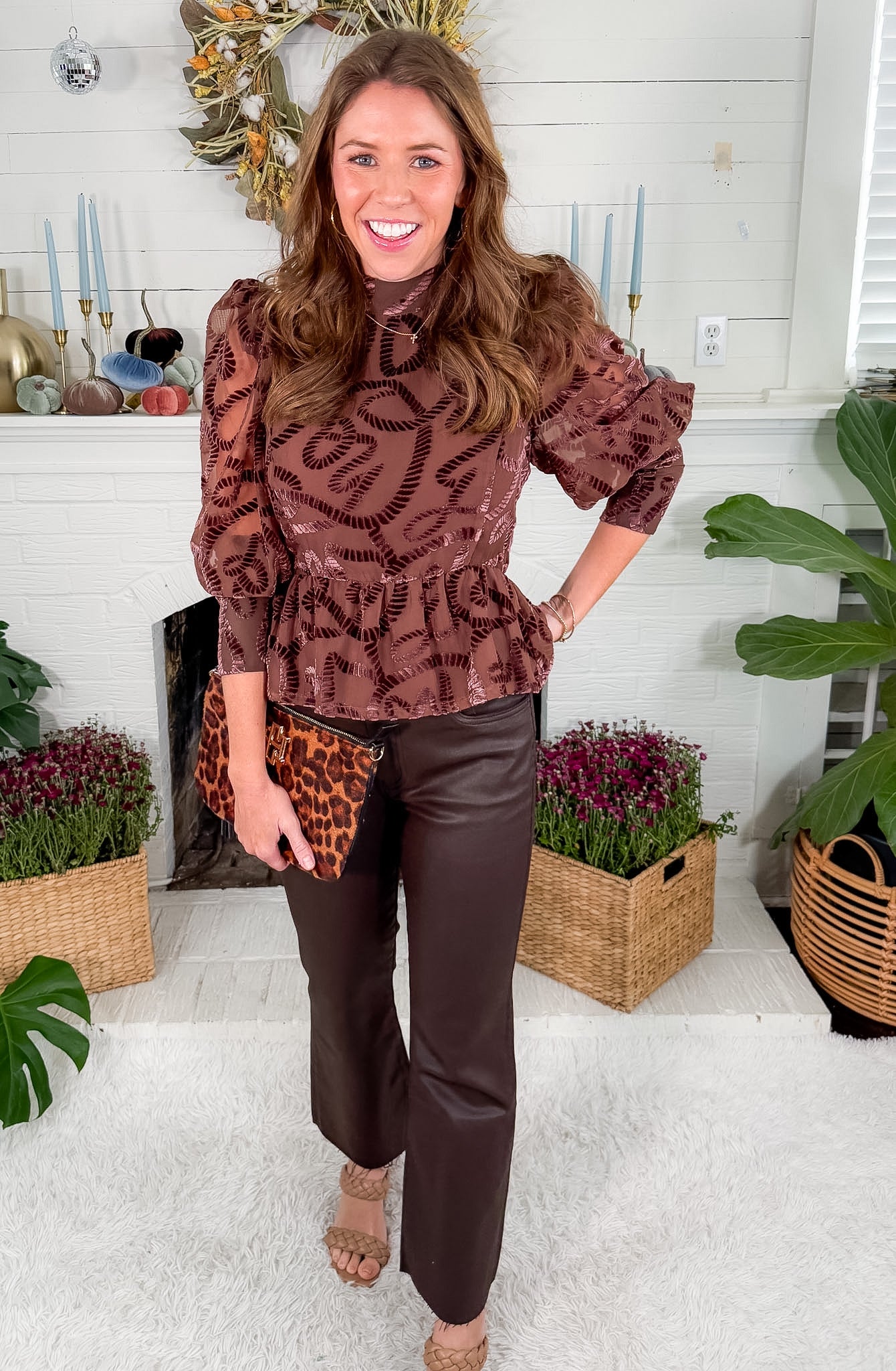 Zoe Brown Rope Velvet Burnout Top Emily Mccarthy