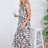 Zula Black + Ecru Animal Midi Dress Compania Fantastica