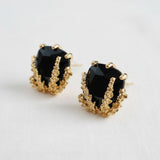 Geometric Black Gold Drop Earrings
